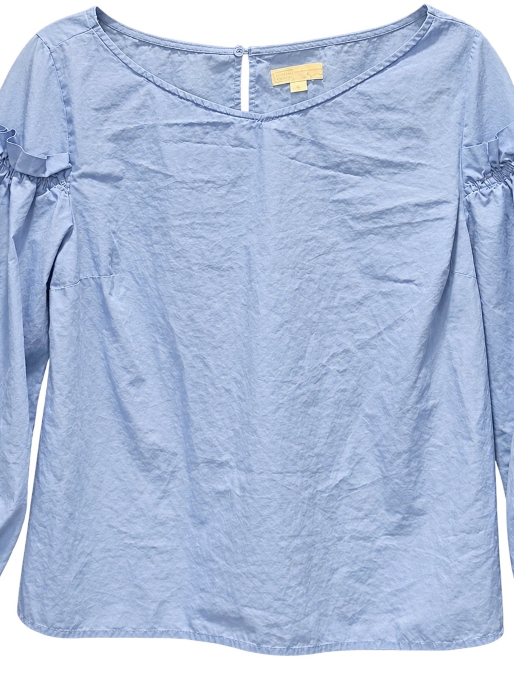 14th & Union Pale Blue Ruffle-Sleeve Scoop Neck Blouse